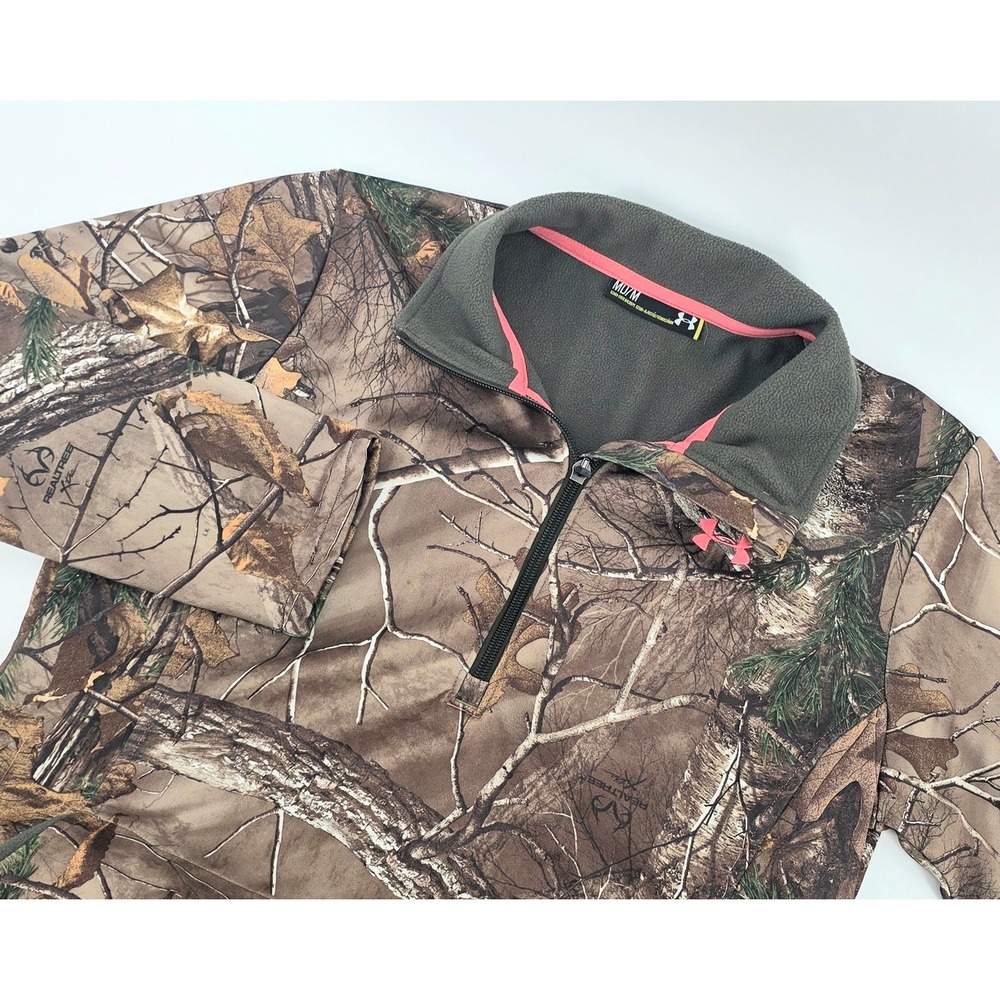 Under Armour Realtree Xtra Quarter Zip Pullover Sweatshirt Womens Size M Camo